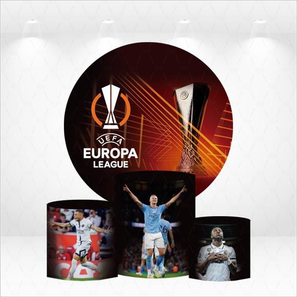 Painel Redondo + Kit Capas Cilindros Futebol Europa League