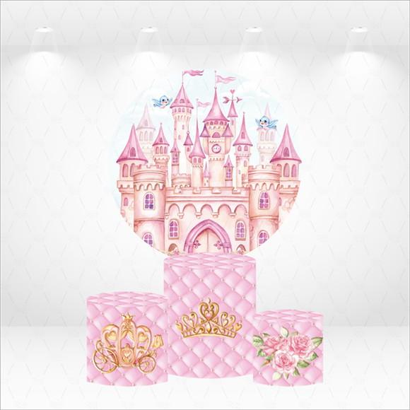 Painel Redondo + Kit Capas de Cilindros Castelo de Princesa