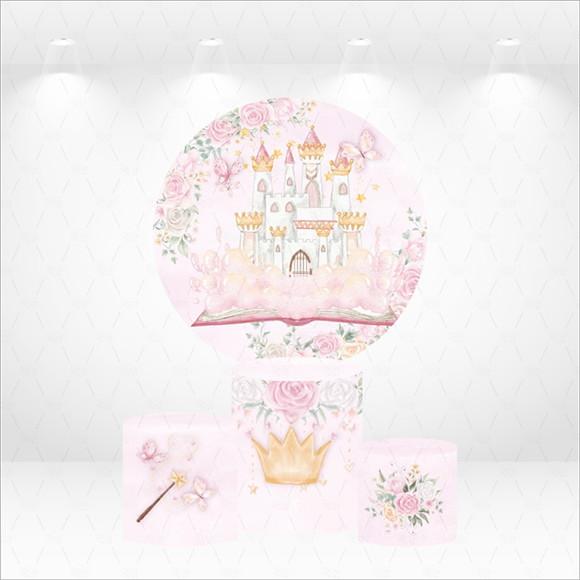 Painel Redondo + Kit Capas de Cilindros Castelo de Princesa