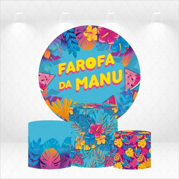 Painel Redondo + Kit Capas de Cilindros Farofa Personalizo