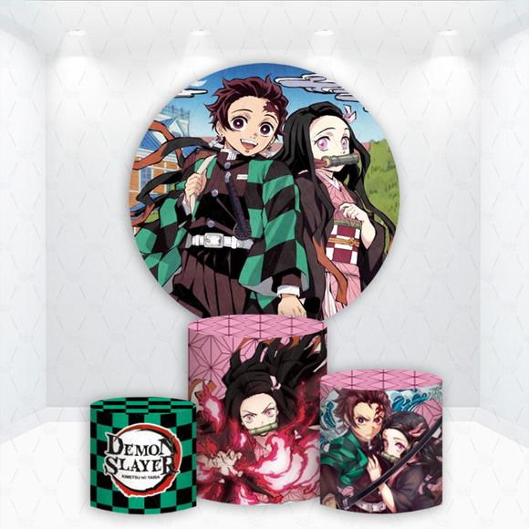 Painel Redondo + Kit Capas de Cilindros Demon Slayer
