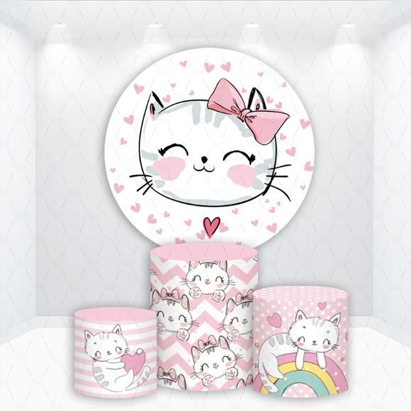 Painel Redondo + Kit Capas de Cilindros Gatinha Pets