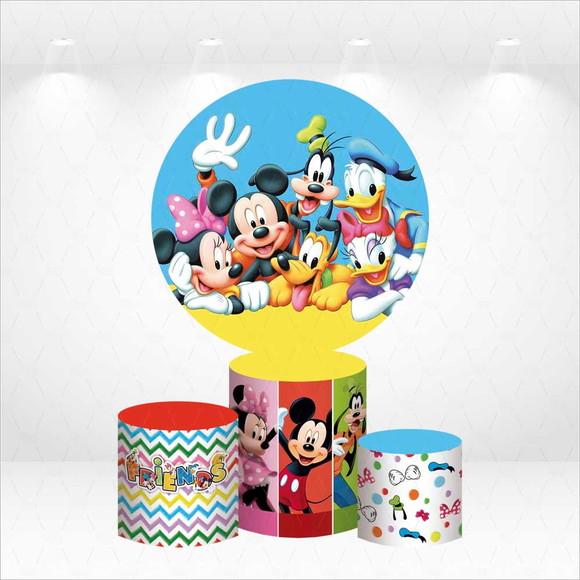Painel Redondo + Kit Capas de Cilindros Mickey