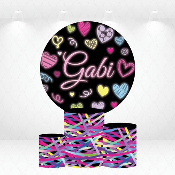 Painel Redondo + Kit Capas de Cilindros Neon Personalizado