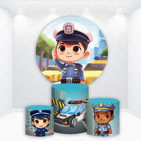 Painel Redondo + Kit Capas de Cilindros Policial