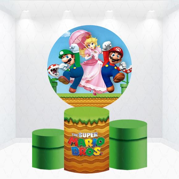 Painel Redondo + Kit de Capa de Cilindros Mario Bros