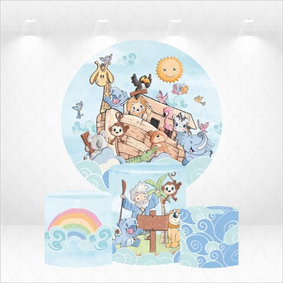 Painel Redondo + Kit de Capas de Cilindros Arca de Noé
