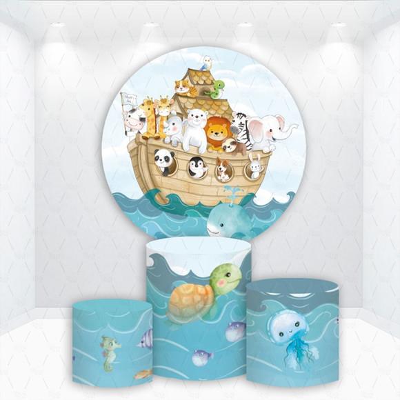 Painel Redondo + Kit de Capas de Cilindros Arca de Noé