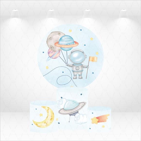 Painel Redondo + Kit de Capas de Cilindros Astronauta