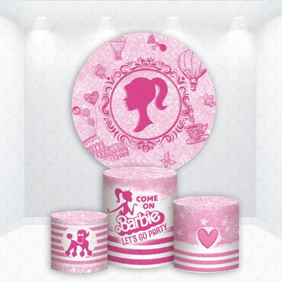 Painel Redondo + Kit de Capas de Cilindros Barbie