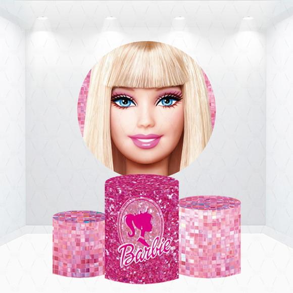 Painel Redondo + Kit de Capas de Cilindros Barbie