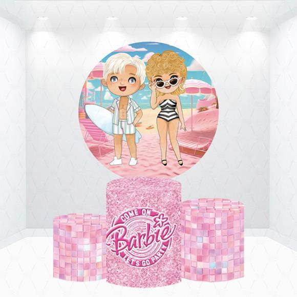 Painel Redondo + Kit de Capas de Cilindros Barbie