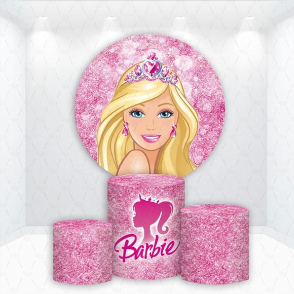 Painel Redondo + Kit de Capas de Cilindros Barbie