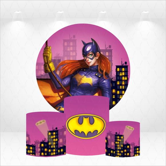 Painel Redondo + Kit de Capas de Cilindros Batgirl