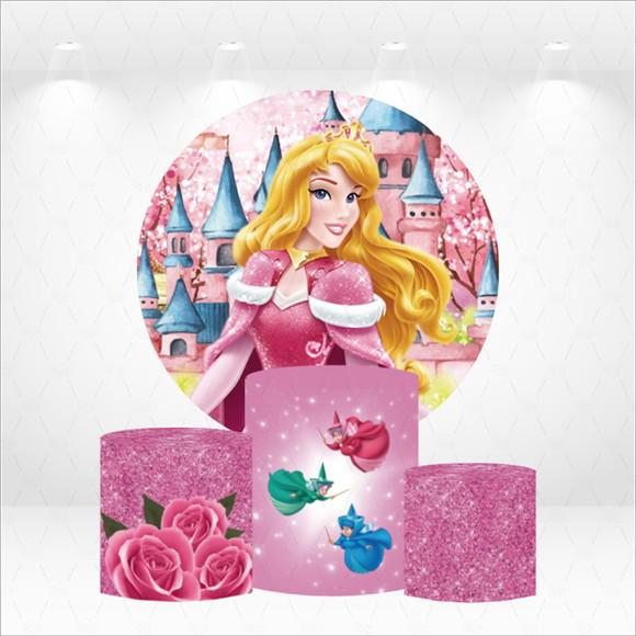 Painel Redondo + Kit de Capas de Cilindros Bela Adormecida
