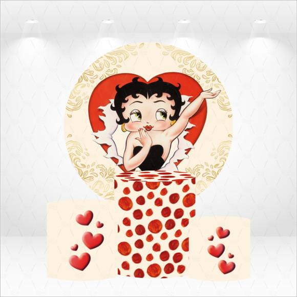 Painel Redondo + Kit de Capas de Cilindros Betty Boop