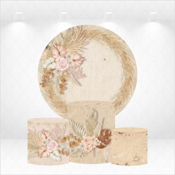 Painel Redondo + Kit de Capas de Cilindros Boho