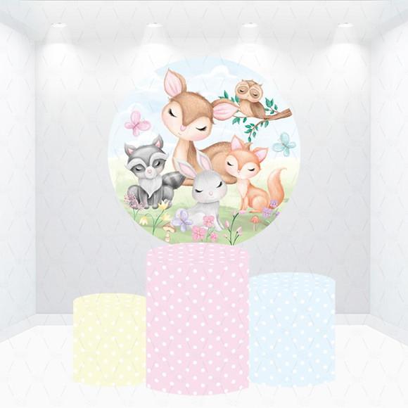 Painel Redondo + Kit de Capas de Cilindros Bosque
