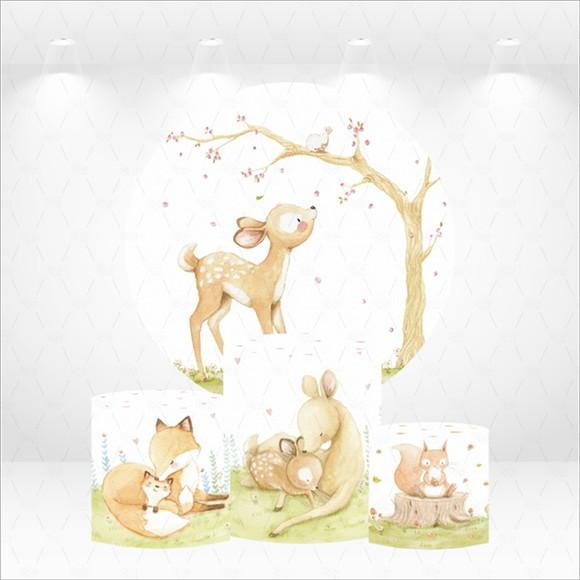 Painel Redondo + Kit de Capas de Cilindros Bosque