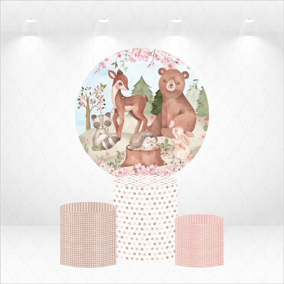 Painel Redondo + Kit de Capas de Cilindros Bosque