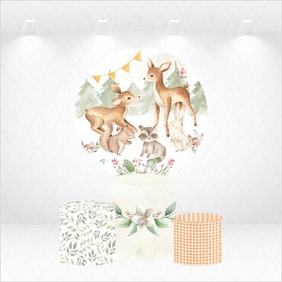 Painel Redondo + Kit de Capas de Cilindros Bosque