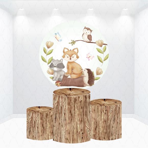 Painel Redondo + Kit de Capas de Cilindros Bosque
