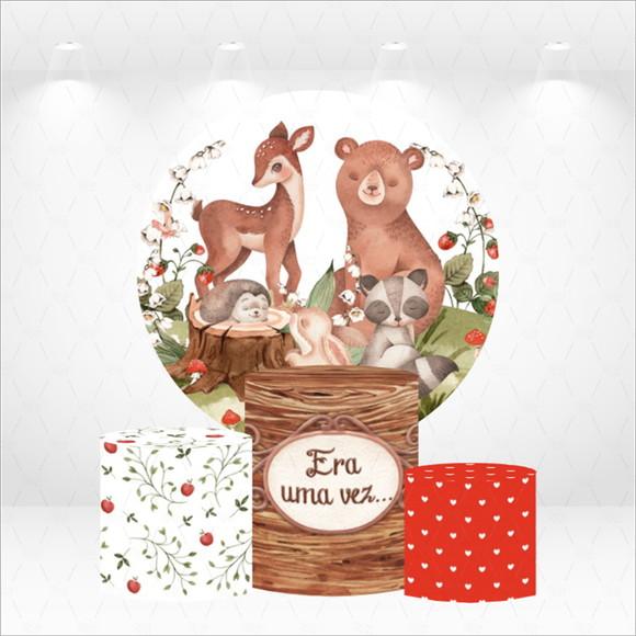 Painel Redondo + Kit de Capas de Cilindros Bosque