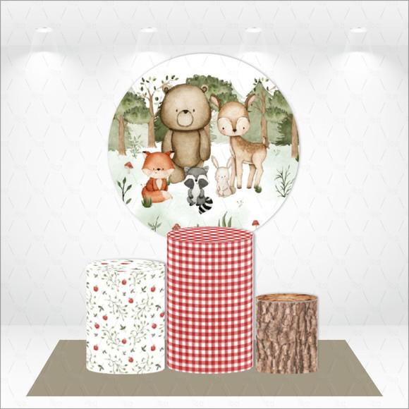 Painel Redondo + Kit de Capas de Cilindros Bosque