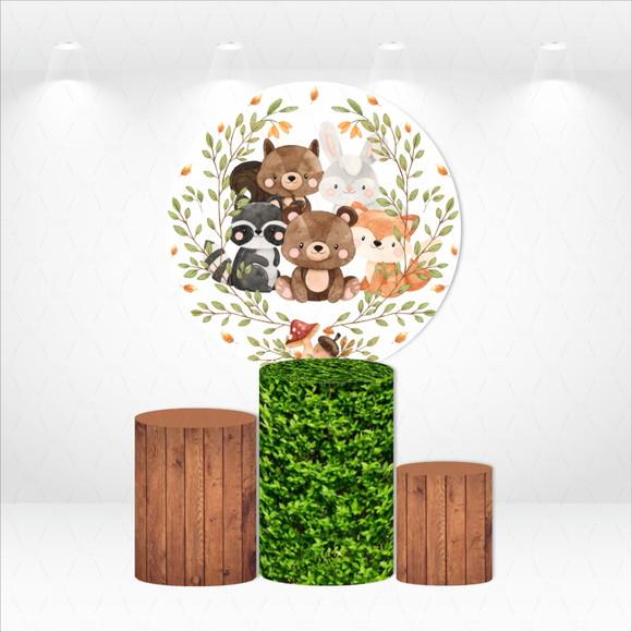 Painel Redondo + Kit de Capas de Cilindros Bosque