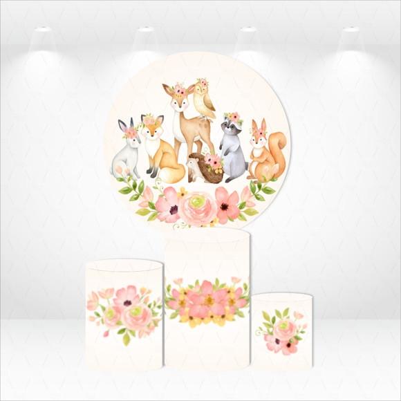 Painel Redondo + Kit de Capas de Cilindros Bosque