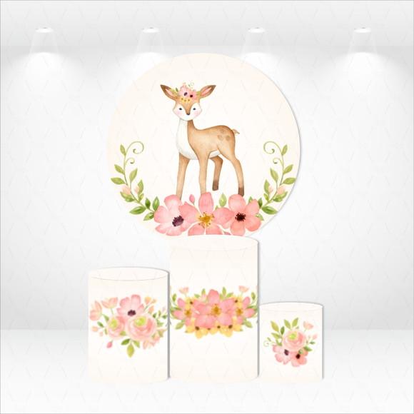 Painel Redondo + Kit de Capas de Cilindros Bosque