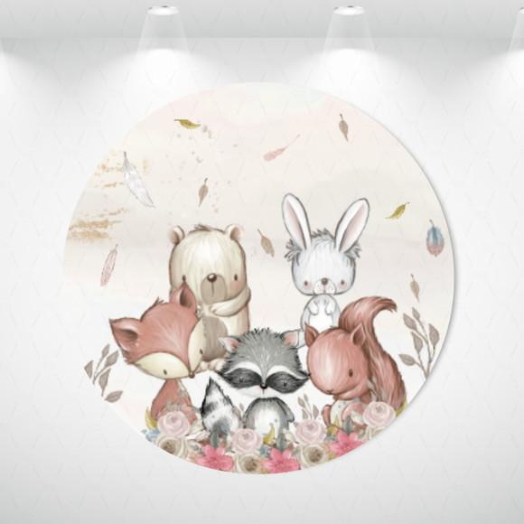 Painel Redondo + Kit De Capas De Cilindros Bosque