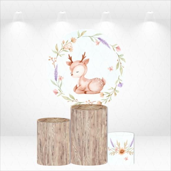 Painel Redondo + Kit de Capas de Cilindros Bosque