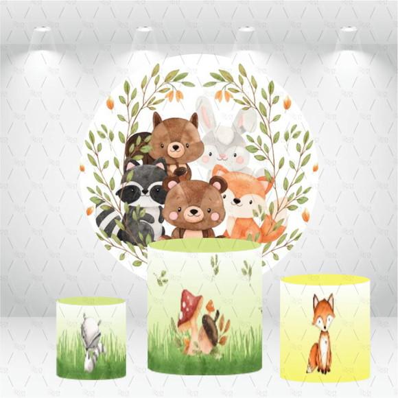 Painel Redondo + Kit De Capas De Cilindros Bosque