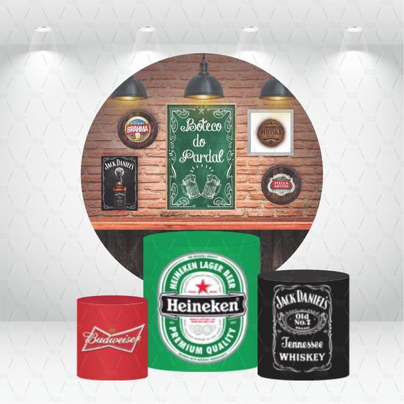 Painel Redondo + Kit De Capas De Cilindros Boteco