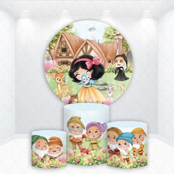 Painel Redondo + Kit de Capas de Cilindros Branca de Neve