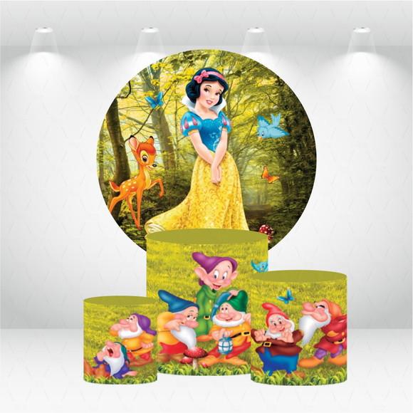 PAINEL REDONDO + KIT DE CAPAS DE CILINDROS BRANCA DE NEVE