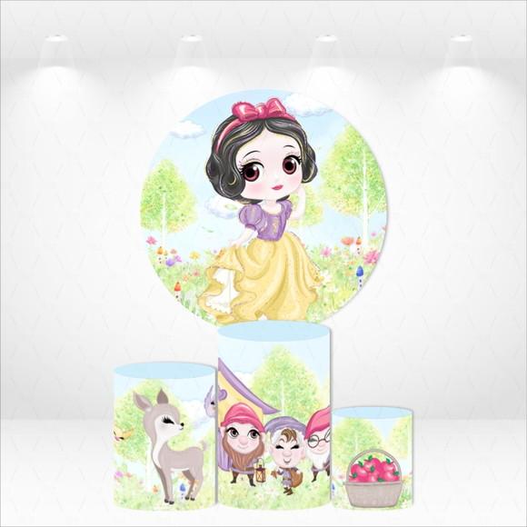 PAINEL REDONDO + KIT DE CAPAS DE CILINDROS BRANCA DE NEVE