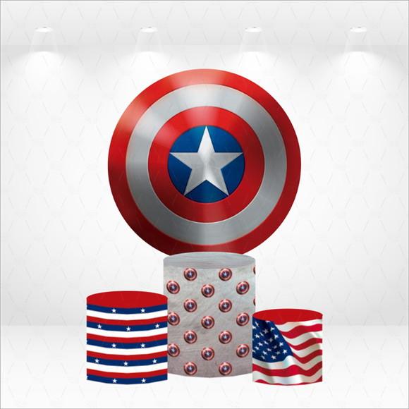 Painel Redondo + Kit de Capas de Cilindros Capitão América