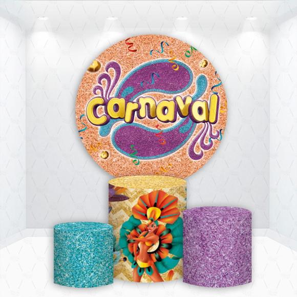 Painel Redondo + Kit de Capas de Cilindros Carnaval