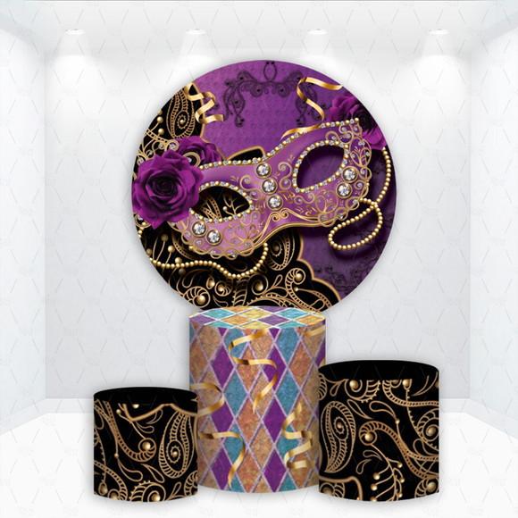 Painel Redondo + Kit de Capas de Cilindros Carnaval