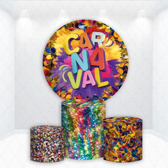 Painel Redondo + Kit de Capas de Cilindros Carnaval