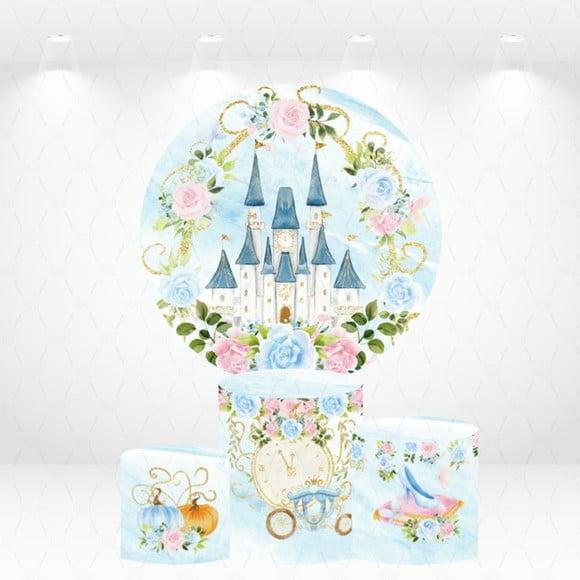 Painel Redondo + Kit de Capas de Cilindros Castelo Princesa