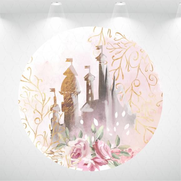 Painel Redondo + Kit de Capas de Cilindros Castelo Princesa