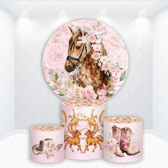 Painel Redondo + Kit de Capas de Cilindros Cavalos Country