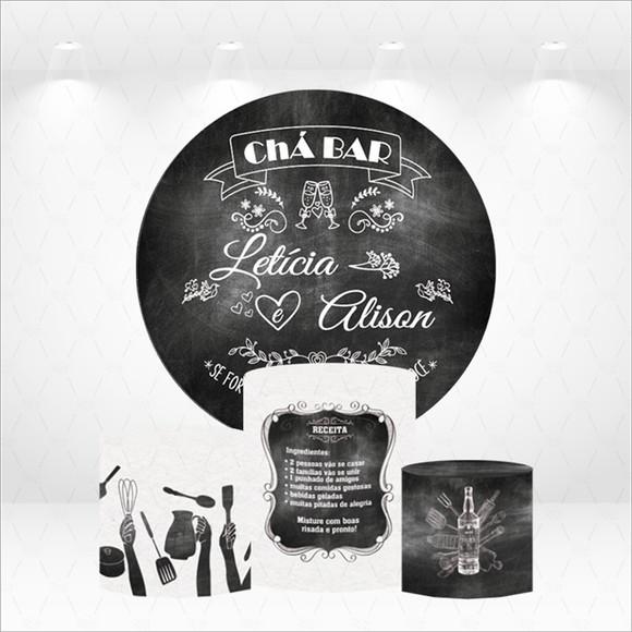 Painel Redondo + Kit de Capas de Cilindros Chá Bar