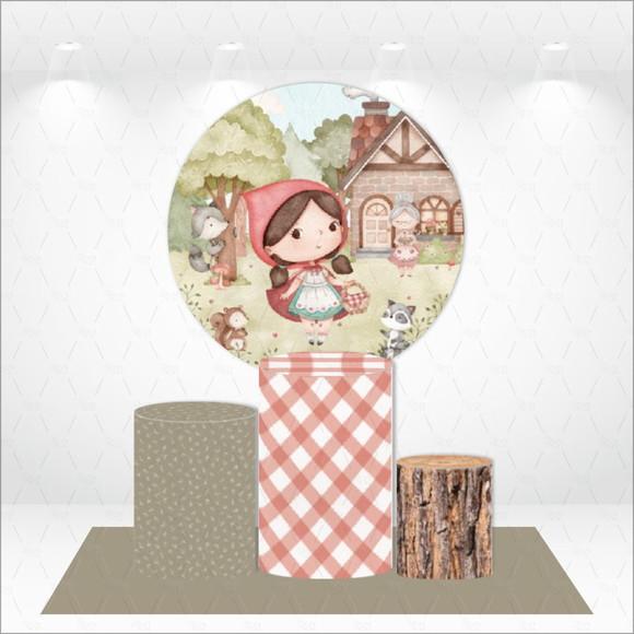 Painel Redondo + Kit de Capas de Cilindros Chapeuzinho
