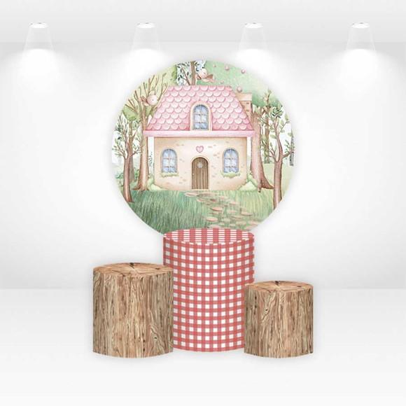 Painel Redondo + Kit de Capas de Cilindros Chapeuzinho