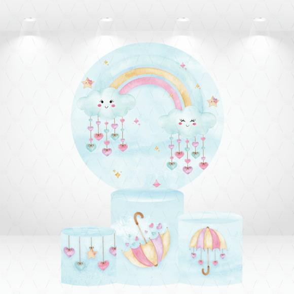 Painel Redondo + Kit de Capas de Cilindros Chuva de Amor