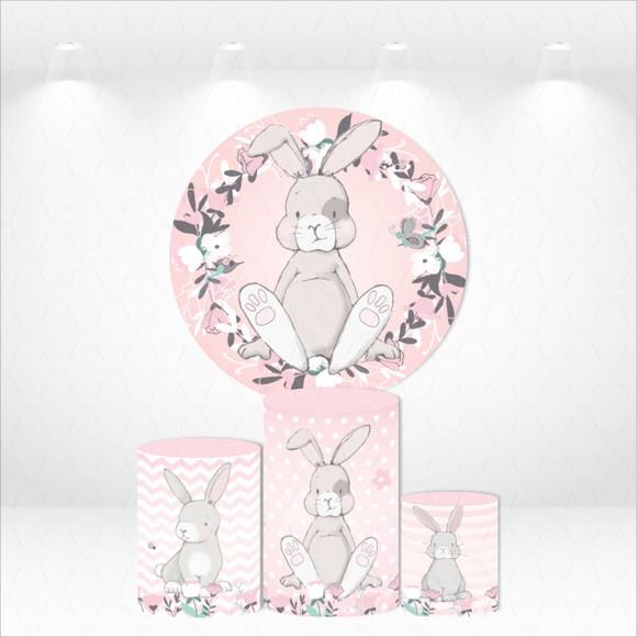 PAINEL REDONDO + KIT DE CAPAS DE CILINDROS COELHO FLORAL